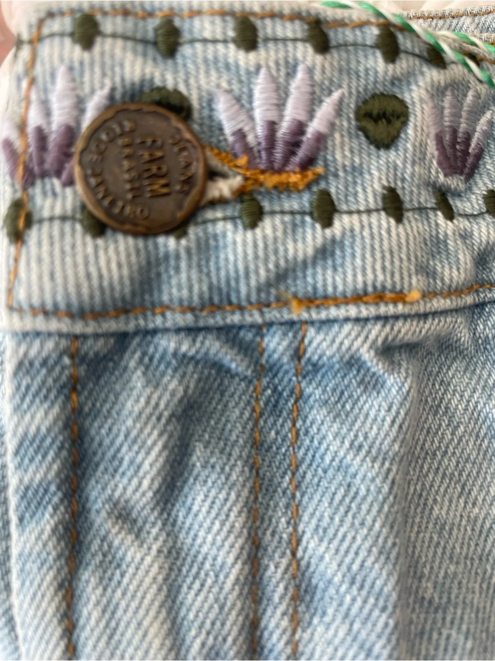 FARM Rio Light Blue Denim Shorts with Multicolor Floral Embroidery Size 31 NWT - Picture 9 of 9